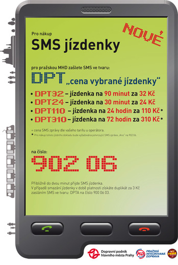 SMS jízdenka Praha - sms jízdenky pro metro a MHD v Praze - návod zaslání sms jízdenky na mobil.